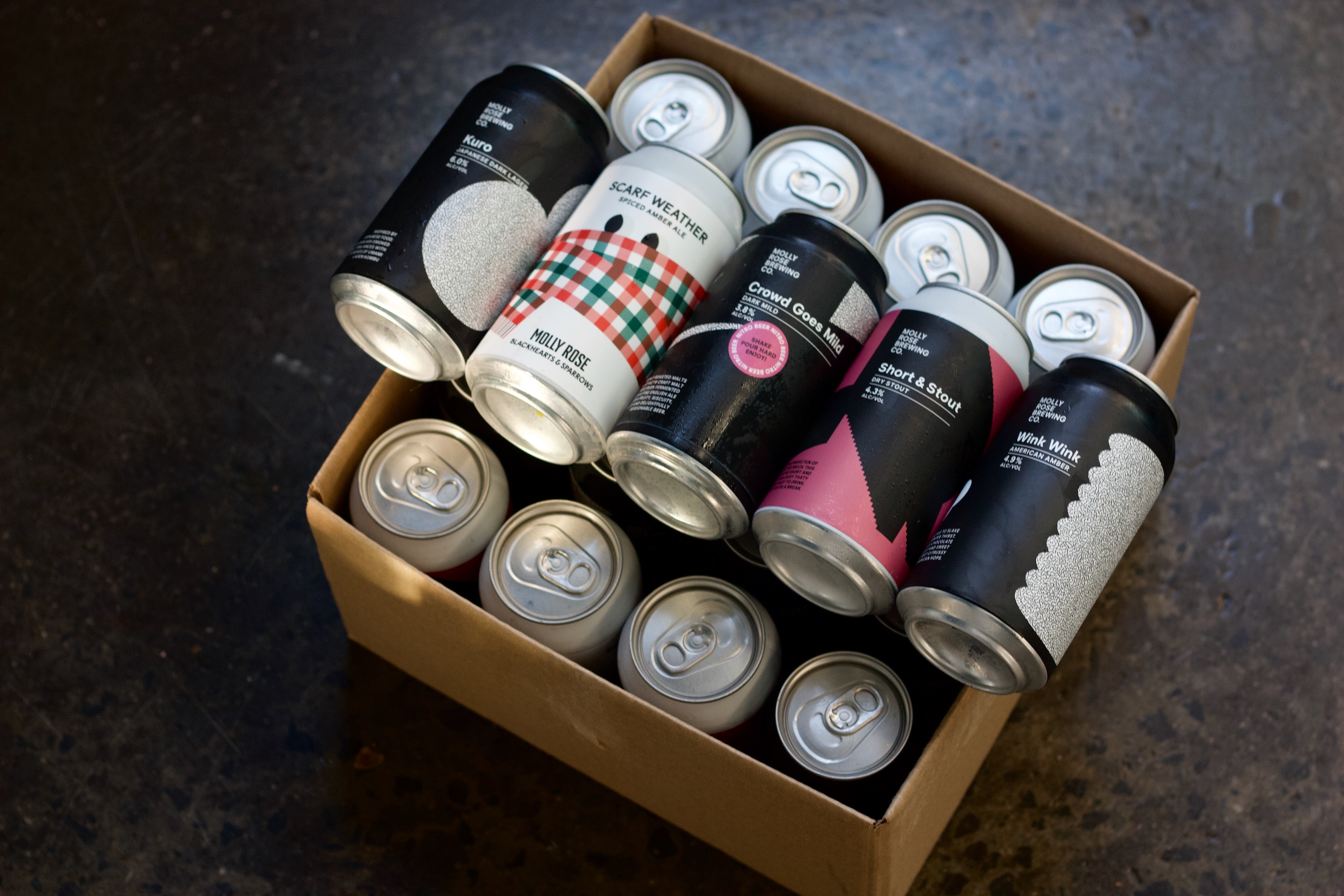 BOX OF DARK BEER